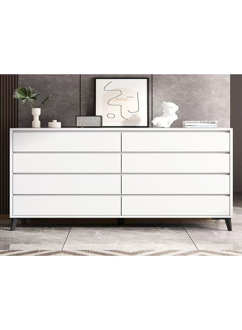 CityRiya-Long Chest of Drawers, Wood Tower Chest, White 138cm Drawers Dresser for Bedroom, Storage Cabinet, Modern Nesting Table, Storage Drawers Organizer for Hallway, Entryway, Closet, Living Room (DG010) - Image 1