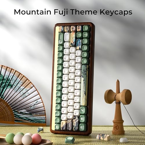 OHY XVX MOA Profile Keycaps Set, Japanese Mount Fuji Theme, 129 - Key White & Green Custom Keycaps with PBT + Frosted Translucent PC Material for US Layout Mechanical Keyboards - Image 2