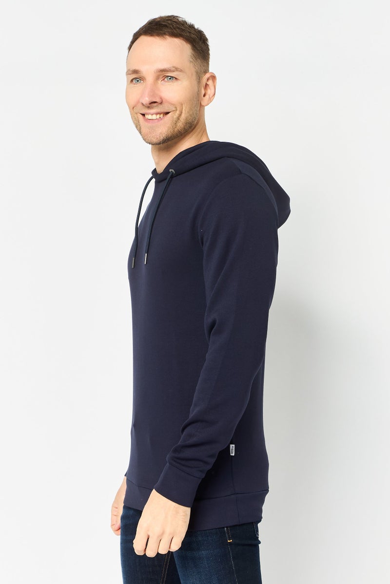 Selected Homme Men Plain Long Sleeve Hoodie, Navy - Image 3
