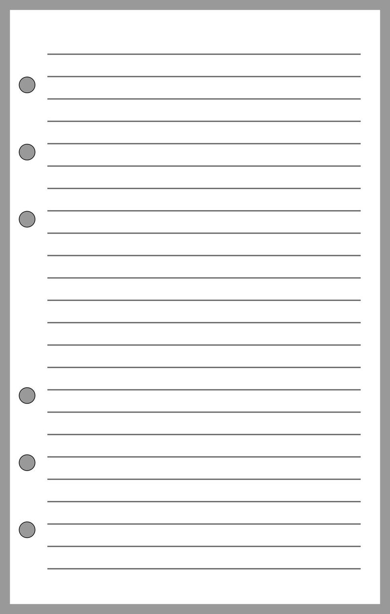 Compact Size Notes Insert with Simple Lines Spaced 1/4", Sized and Punched with 6 Holes for Franklin Covey Compact Notebook (4.25" x 6.75")