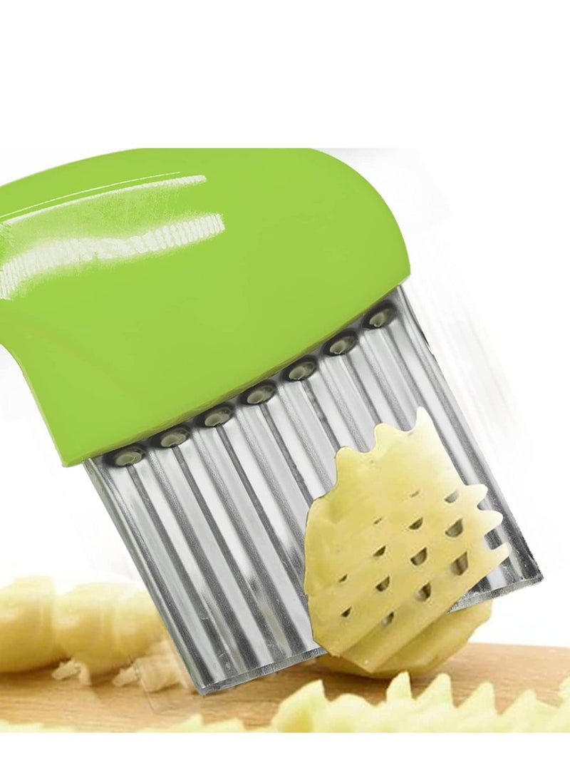Loquat 2-Pack Multifunctional Stainless Steel Crinkle Cutter - Wavy Chopper for Fruits  French Fries - Image 3