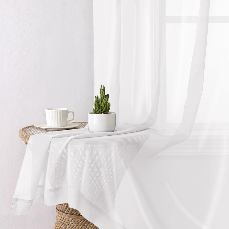 Lecloud White Sheer Curtains 78 Inches Long 2 Panels Set, Soft Voile Light Filtering Curtains, Airy Solid Window Drapes with Rod Pocket for Living Room Bedroom Dining Room, Each Panel 42" W x 78" L - Image 4