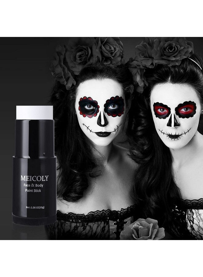 MEICOLY MEICOLY Clown White Face Body Paint Stick(1.06 Oz),Foundation Cream Makeup,Face Paint for Halloween Joker Zombie Vampire Skeleton Skull Special Effects Mime Makeup,White Eye Black Stick for Sports  - Image 4