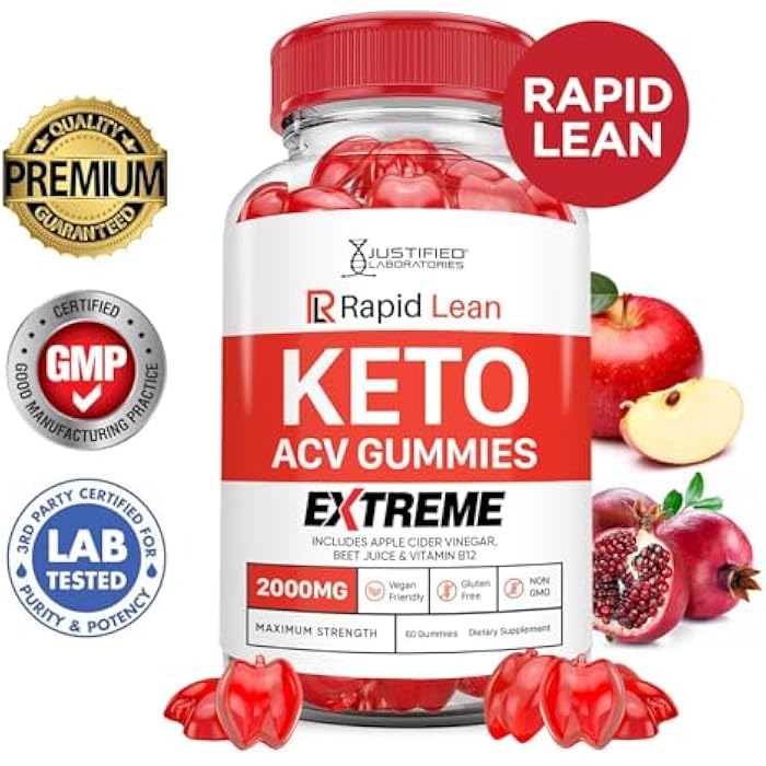 Justified Laboratories (3 Pack Rapid Lean Keto ACV Gummies Extreme 2000MG Rapid Lean Keto Gummies Apple Cider Vinegar Formulated with Pomegranate Beet Juice Powder B12 Vegan Non GMO 180 Gummys - Image 3