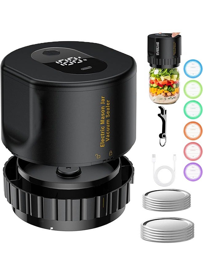 general Mason Jar Vacuum 2 IN 1 Design Electric Mason Jar Vacuum Sealing Kit, Fully Automatic Suction Stop Food Storage Vacuum Sealer for Wide Mouth and Regular Mouth Mason Jars, Black - Image 1
