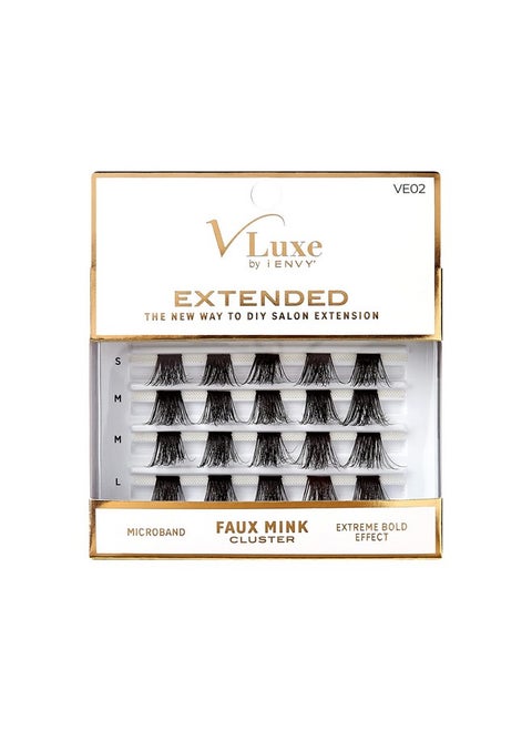 Vluxe Extended False Eyelashes Featherlight Reusable Artificial Eyelashes Multipack Lash Clusters (Faux Mink 02)