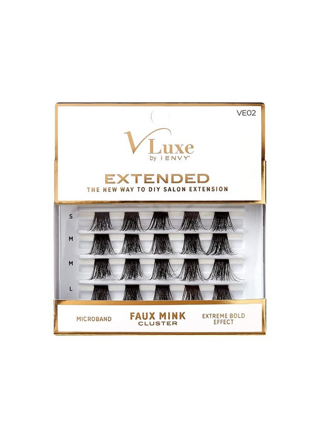 Vluxe Extended False Eyelashes Featherlight Reusable Artificial Eyelashes Multipack Lash Clusters (Faux Mink 02)
