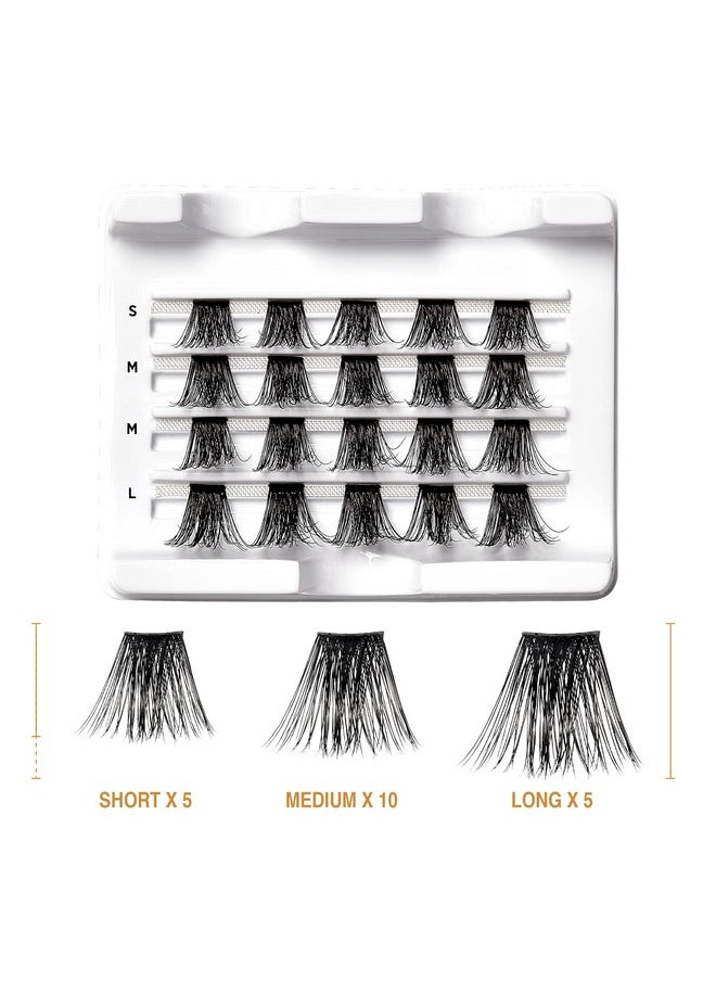 Vluxe Extended False Eyelashes Featherlight Reusable Artificial Eyelashes Multipack Lash Clusters (Faux Mink 02)