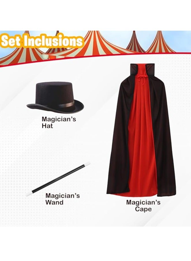 Home Smart Magician Cloak Stand Collar Cloak for Kid's Magician Role Play Costume Set with Hat and Wand for Party - Image 3