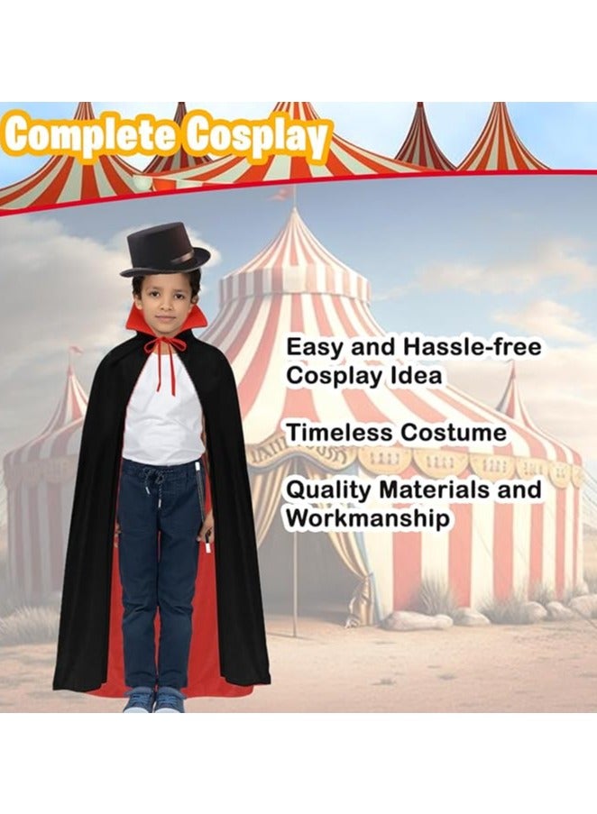 Home Smart Magician Cloak Stand Collar Cloak for Kid's Magician Role Play Costume Set with Hat and Wand for Party - Image 4