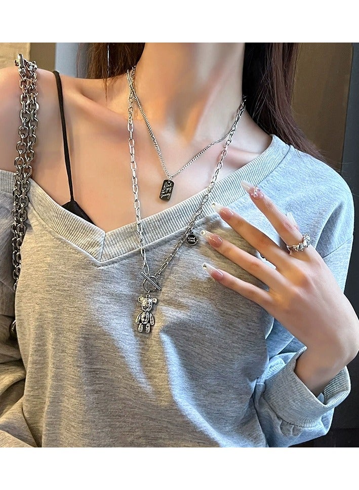 Goolsky Long Teddy Bear Pendant Necklace for Women – Double Layer Statement Chain | Fall/Winter Sweater Jewelry  - Image 4