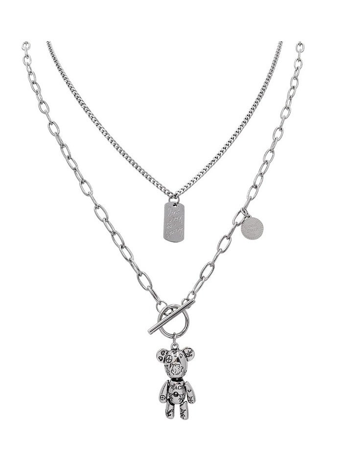 Goolsky Long Teddy Bear Pendant Necklace for Women – Double Layer Statement Chain | Fall/Winter Sweater Jewelry  - Image 5