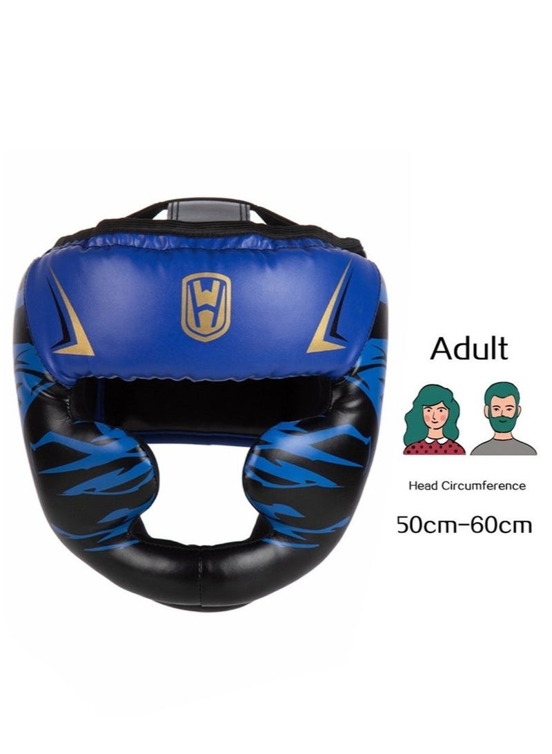 fdsport Boxing Headgear, Leather Boxing Helmet, Head Gear for MMA Kickboxing Karate Taekwondo Muay Thai Sparring & Training, Fighting Sparring Headgear Fits Adults Head Guard, blue  - Image 2