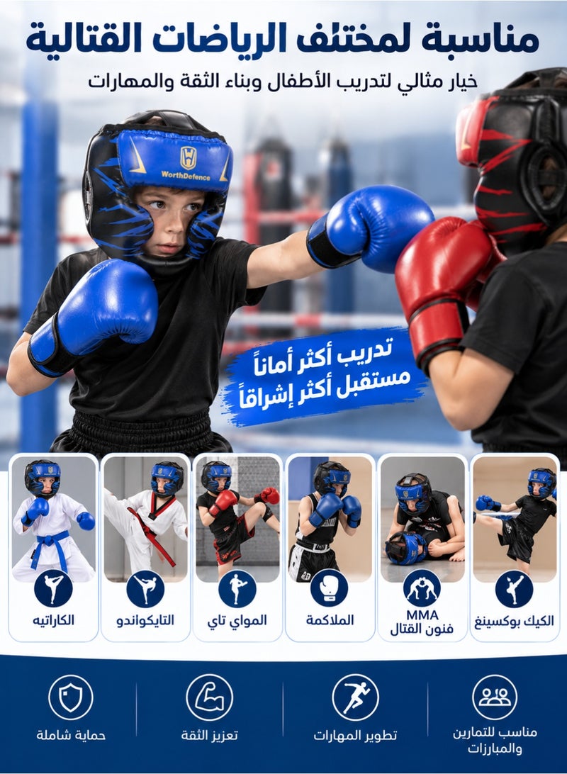 fdsport Kids Boxing Headgear, Adjustable 30–50cm PU Leather Boxing Helmet Head Guard for Children, Protective Sparring Headgear for Boxing, MMA, Kickboxing, Muay Thai, Karate & Taekwondo Training - Image 5
