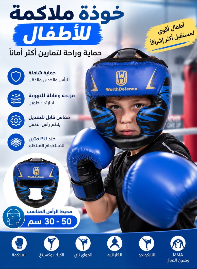 fdsport Kids Boxing Headgear, Adjustable 30–50cm PU Leather Boxing Helmet Head Guard for Children, Protective Sparring Headgear for Boxing, MMA, Kickboxing, Muay Thai, Karate & Taekwondo Training - Image 1