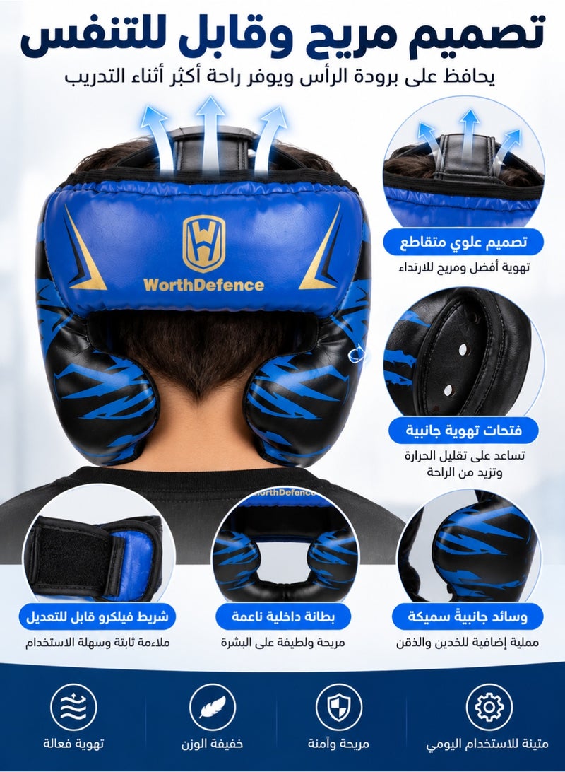 fdsport Kids Boxing Headgear, Adjustable 30–50cm PU Leather Boxing Helmet Head Guard for Children, Protective Sparring Headgear for Boxing, MMA, Kickboxing, Muay Thai, Karate & Taekwondo Training - Image 4