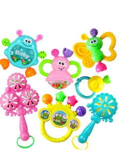Generic 7pcs  Baby Rattles Teethers For Newborn Toys Grab Shaker Hand Development Rattle Toy Early Education Kids Chew Toys 0-12 Months 