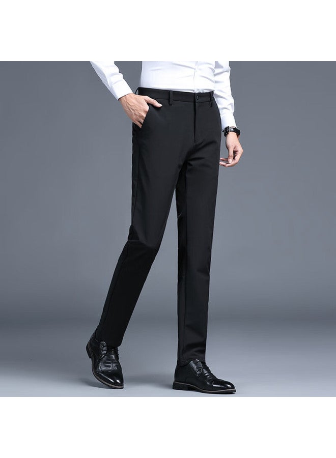 Tucano Casual Pants For Men, Summer Business Casual Fashion Elastic Slim Fit Versatile Ice Silk Trousers, Men's Clothing, Black, Size 38 - Image 4