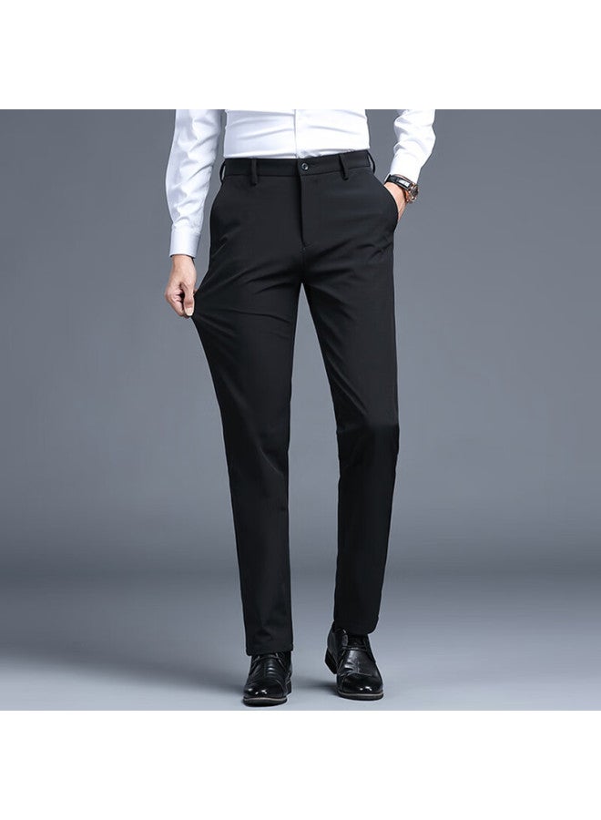 Tucano Casual Pants For Men, Summer Business Casual Fashion Elastic Slim Fit Versatile Ice Silk Trousers, Men's Clothing, Black, Size 38 - Image 3
