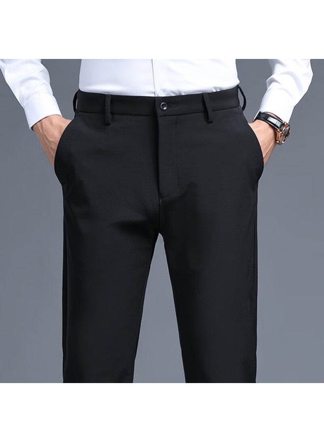 Tucano Casual Pants For Men, Summer Business Casual Fashion Elastic Slim Fit Versatile Ice Silk Trousers, Men's Clothing, Black, Size 38 - Image 5