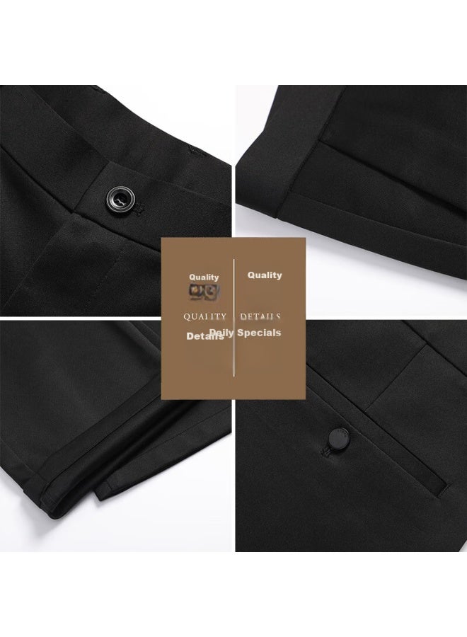 Tucano Casual Pants For Men, Summer Business Casual Fashion Elastic Slim Fit Versatile Ice Silk Trousers, Men's Clothing, Black, Size 38 - Image 2