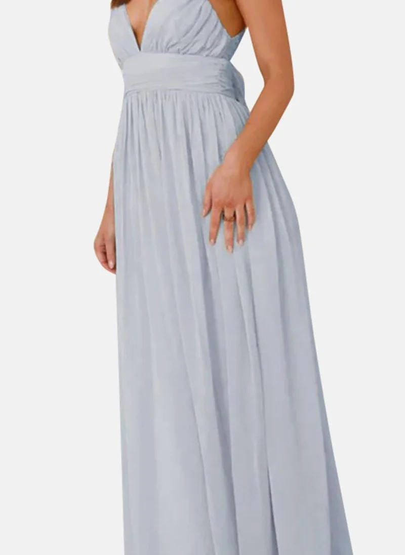 YUNIQEE Grey Solid Fit & Flare Maxi Dress