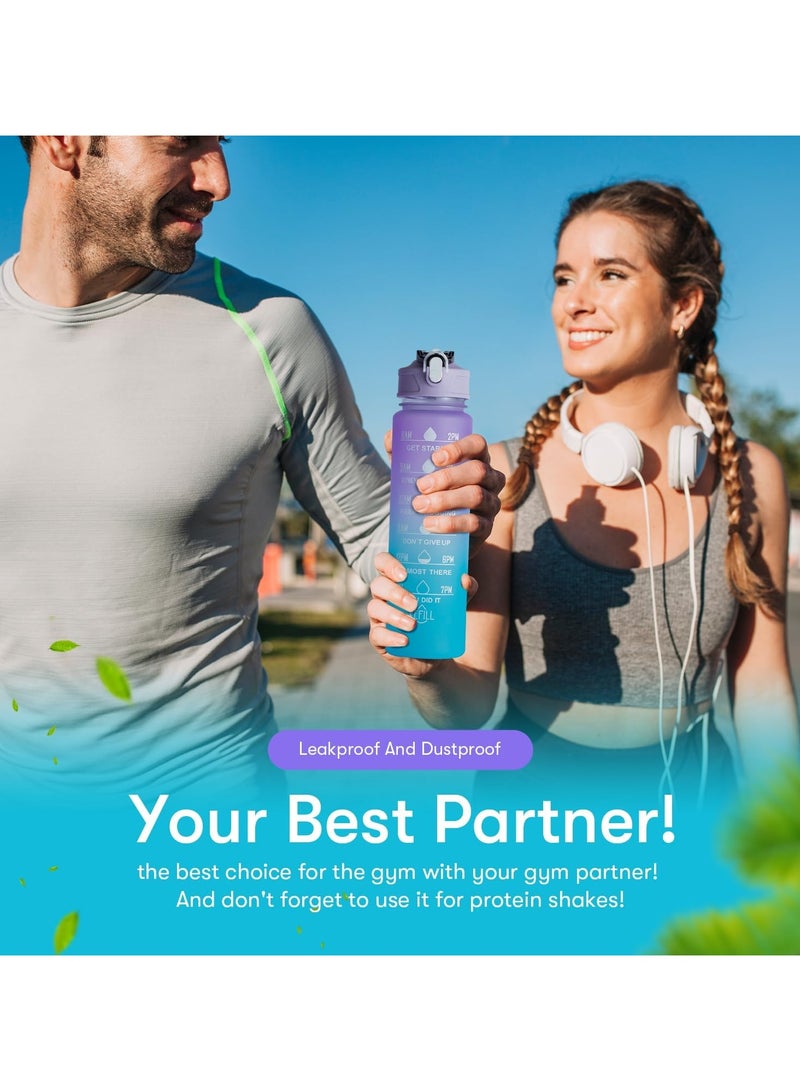 3 Pack Sport Healthy Water Bottle 2L+900ml+500ml Motivational Time Marker,Straw,Phone Holder, Plastic, Adults Kids Fitness Office Gym Home Outdoor School Exercise Protein shake Leak Proof (Blue) - Image 5