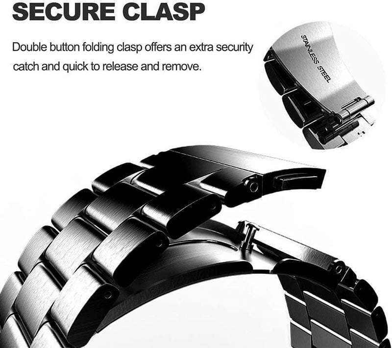 DEALELE Bands Compatible with Samsung Galaxy Watch 3 45mm / Galaxy Watch 46mm - 22mm Solid Stainless Steel Metal Replacement Strap for Huawei Wacth 4/4 Pro / 3 / GT4 / GT3 46mm - Image 3