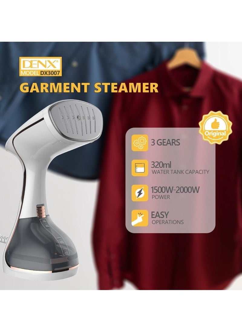 Denx Steam Iron Lcd Portable Handheld Steamer - 1500W - 2000W - Continuous Steam - 320Ml Detachable Water Tank - 30S Fast Heat-Up & Auto-Off (White/Grey) - Image 3