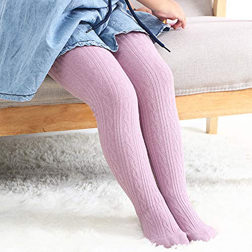 Looching 5 Pack Baby Toddler Girls Cute Cable Knit Cotton Tights Pantyhose Leggings Stocking Pants(6-8 Years, White,black,grey,dark Grey,purple) - Image 5