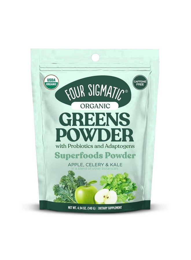 Four Sigmatic مسحوق الخضروات العضوية من فور سيغماتيك | مسحوق سوبر فود الخضروات مع البروبيوتيك والبريبايوتيك | سوبر خضروات مع المورينغا، الشاجا وذيل الديك الرومي | (4.94 أونصة) - Image 1