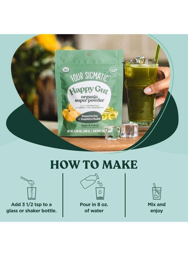 Four Sigmatic مسحوق الخضروات العضوية من فور سيغماتيك | مسحوق سوبر فود الخضروات مع البروبيوتيك والبريبايوتيك | سوبر خضروات مع المورينغا، الشاجا وذيل الديك الرومي | (4.94 أونصة) - Image 3