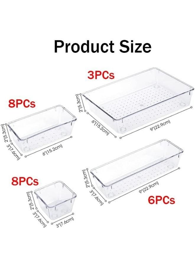 Generic 25pcs Clear Acrylic Drawer Organizers Tray for Makeup Storage, 4-Size Versatile Bathroom & Vanity Drawer Organizer Divider Tray for Kitchen, Bathroom, Utensils & Office  - Image 2