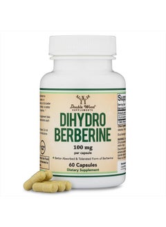Dihydroberberine Supplement 100mg, 60 Capsules (Patented GlucoVantage Super Berberine, May be 5X More Effective Than Berberine with Less Side Effects) Third Party Tested, Vegan Safe by Double Wood
