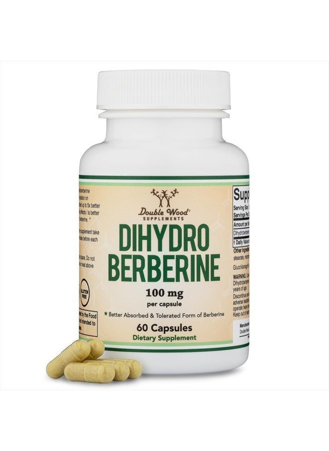 Double Wood Supplements - Dihydroberberine Supplement 100mg, 60 Capsules (Patented GlucoVantage Super Berberine, May be 5X More Effective Than Berberine with Less Side Effects) Third Party Tested, Vegan Safe by Double Wood - Image 1