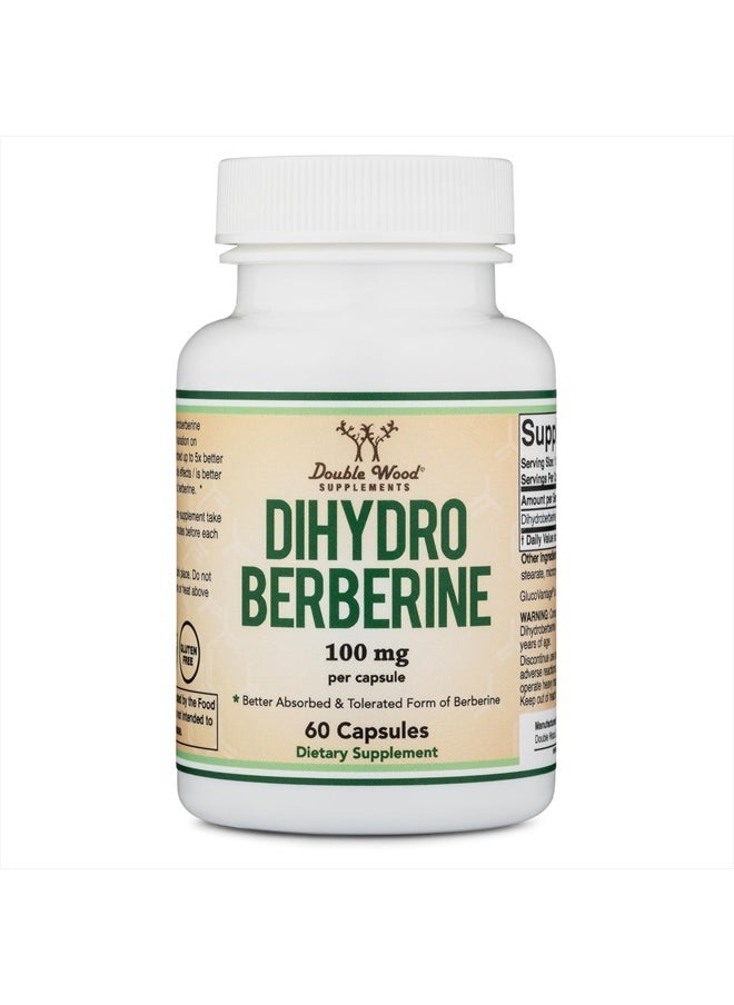 Double Wood Supplements - Dihydroberberine Supplement 100mg, 60 Capsules (Patented GlucoVantage Super Berberine, May be 5X More Effective Than Berberine with Less Side Effects) Third Party Tested, Vegan Safe by Double Wood - Image 1