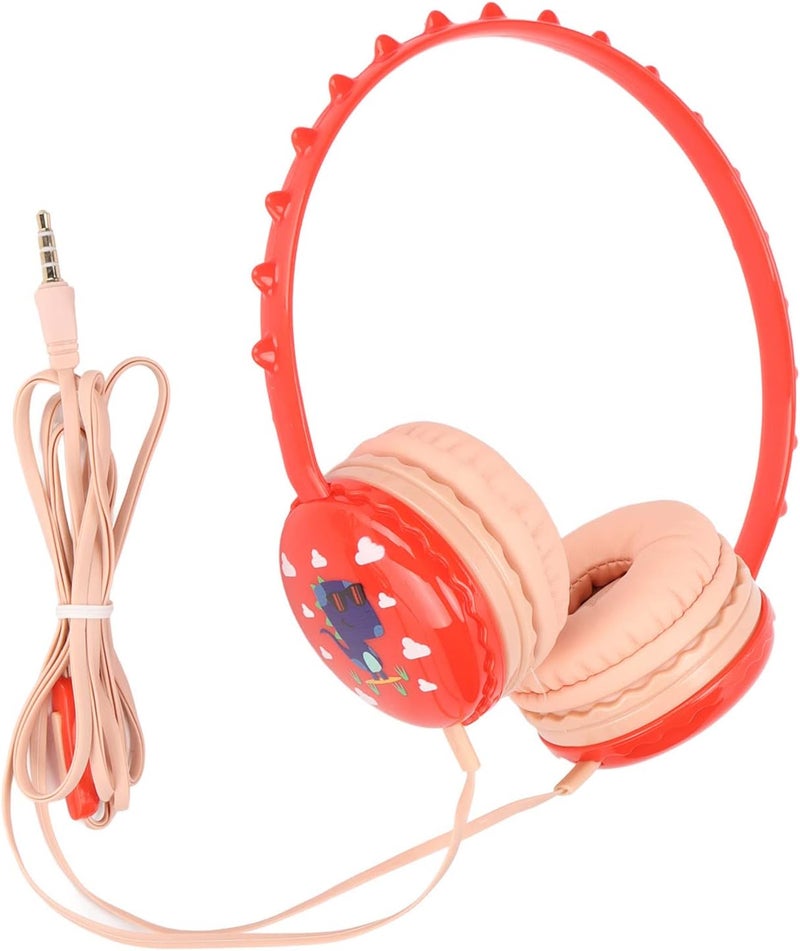 Kids Wired Headphone with Dinosaur Design, Over Ear Headphone for Kids, Adjustable Volume Stereo Headset with Soft Cushion, 3.5mm Jack Compatible with PC Tablets Phones for Boys Gi (Red) - Image 1