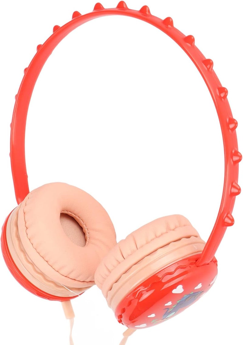 Kids Wired Headphone with Dinosaur Design, Over Ear Headphone for Kids, Adjustable Volume Stereo Headset with Soft Cushion, 3.5mm Jack Compatible with PC Tablets Phones for Boys Gi (Red) - Image 4
