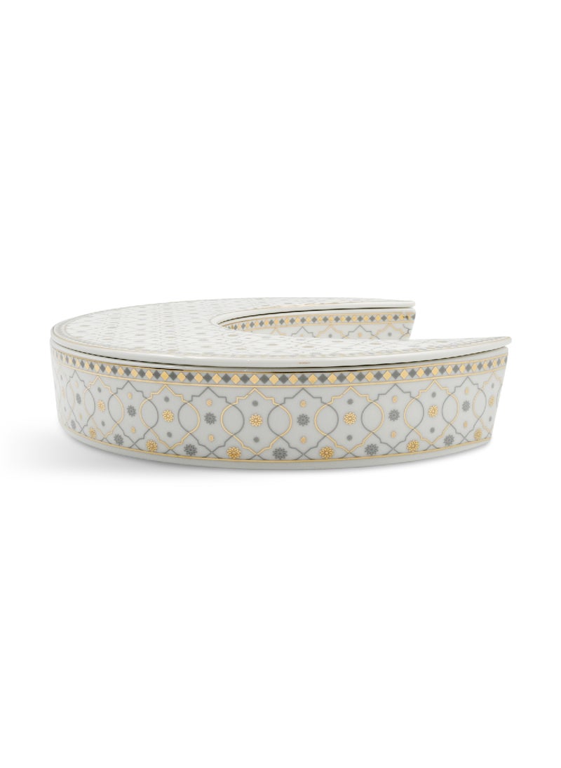 Homesmiths Ramadan  Rosa  Al Andalus Crescent Serving Dish With Lid , Moroccan Inspired ,Ceramic ,Decorative Tray ,Perfect For Appetizers, Snacks, And Desserts & Home Décor - Image 3
