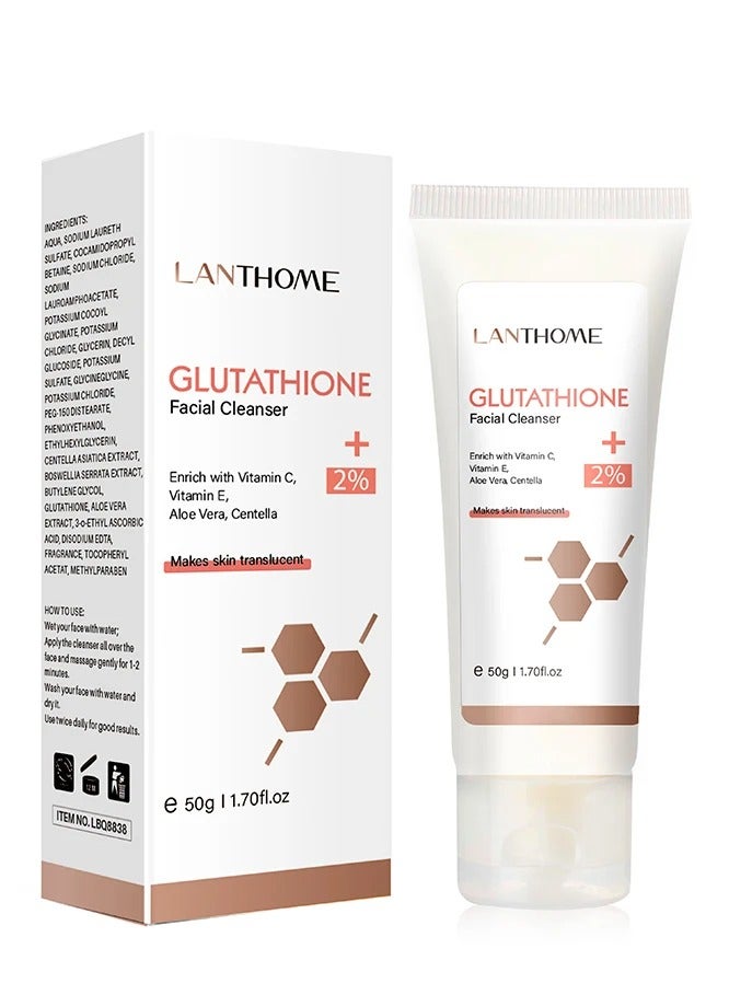 Lanthome 50g Glutathione Facial Cleanser Deep Cleansing Pore Facial Cleanser Tightens Skin Facial Serum Deep Cleaning Moisturizer Smooth Skin Body Cream Moisturizing Brightening and Whitening Face Cream - Image 1