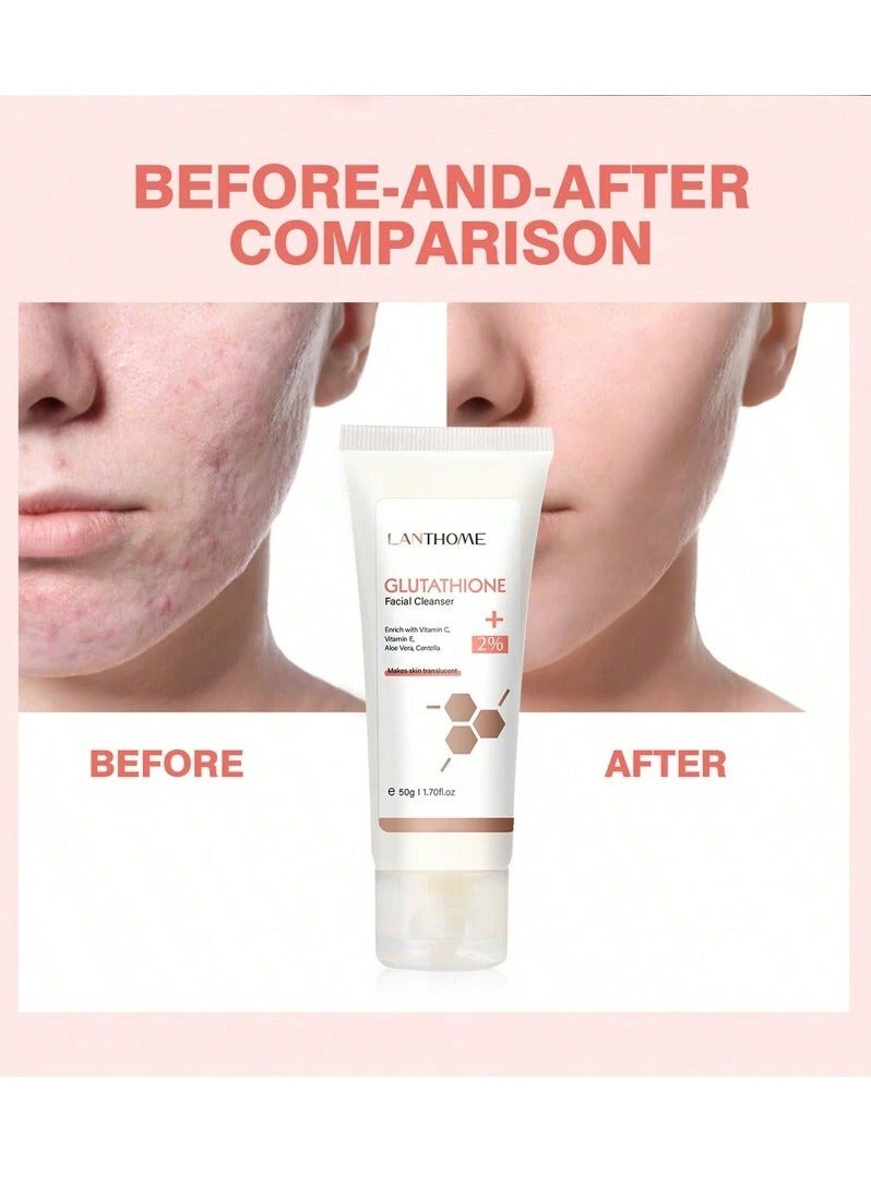 Lanthome 50g Glutathione Facial Cleanser Deep Cleansing Pore Facial Cleanser Tightens Skin Facial Serum Deep Cleaning Moisturizer Smooth Skin Body Cream Moisturizing Brightening and Whitening Face Cream - Image 2