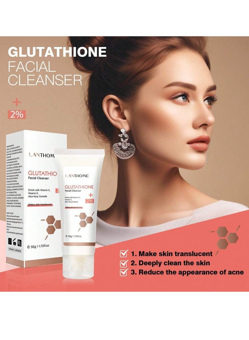 Lanthome 50g Glutathione Facial Cleanser Deep Cleansing Pore Facial Cleanser Tightens Skin Facial Serum Deep Cleaning Moisturizer Smooth Skin Body Cream Moisturizing Brightening and Whitening Face Cream - Image 4