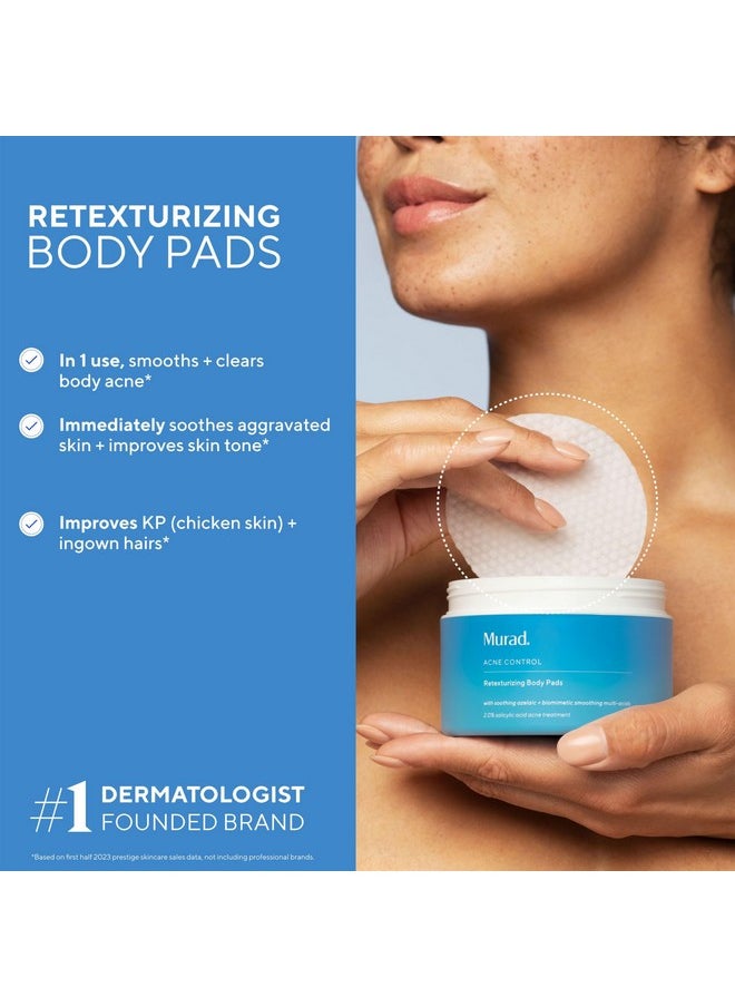 Murad - Acne Retexturizing Face & Body Pads - Smooth + Soothe - With Azelaic + Bacteria-Targeting Multi-Acids To Soothe Irritation, Redness, And Providing Oil-Free Hydration, 45Pc - Image 1