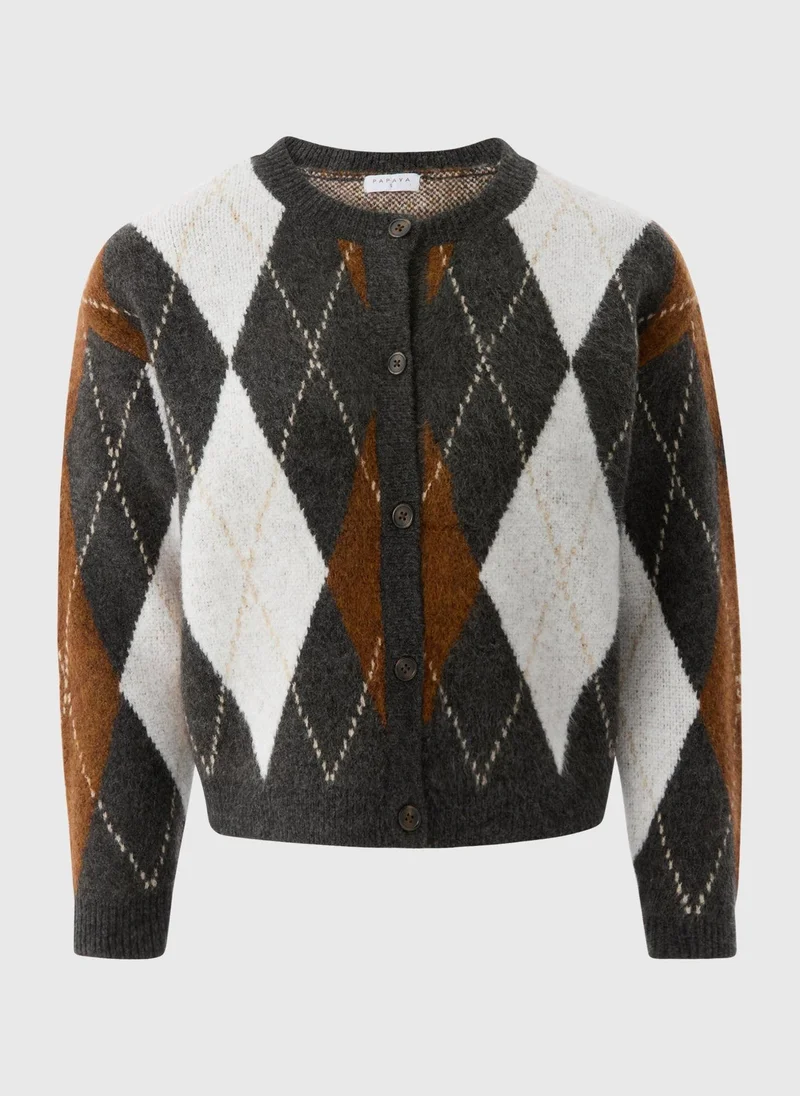 Matalan Brown Argyle Pattern Cardigan