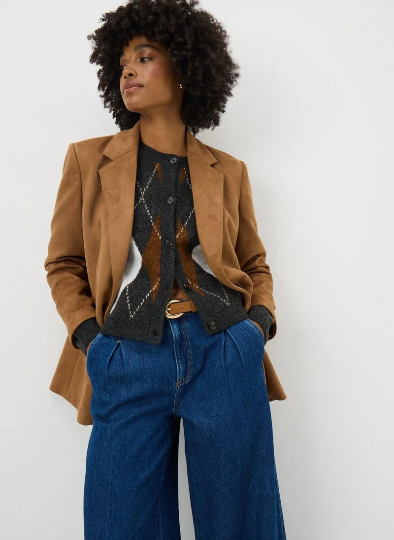 Matalan Brown Argyle Pattern Cardigan