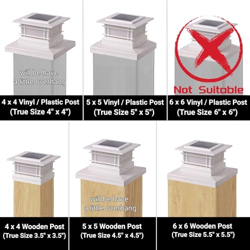 Dynaming 8 Pack Solar Post Cap Lights Outdoor with Flickering Flame Light, White Shell Fence Post Solar Lights Fit 4x4 5x5 Vinyl/Wooden Posts, Brightness LED Lighting Decor for Garden Deck Patio - Image 3