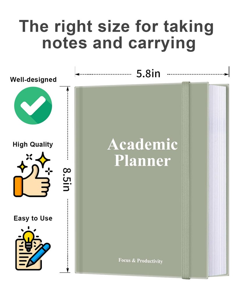 Tuun Fuplan Academic Planner for 2026 or Anytime â€“ A5 Undated Weekly Student Planner For Homeschool, High School, College & Nursing Students, 200 Pages, 5.8" x 8.5", Green - Image 2