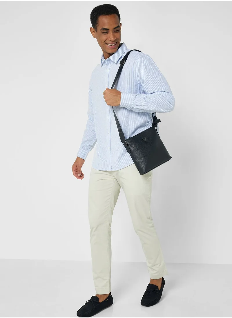 Robert Wood Long Sleeve Seersucker Stripe Shirt