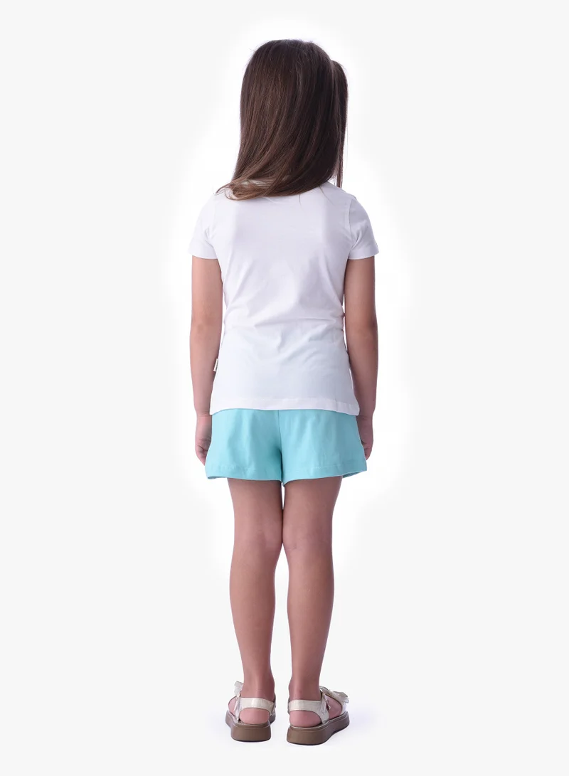 Victor And Jane  Girls' T-Shirt and Shorts Set -  Offwhite/Green for Women | Best Price UAE