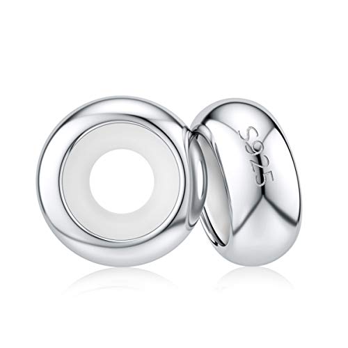 DALARAN Stopper Charms Sterling Silver Rubber Spacer Charms Stoppers Bead for Bracelets Necklaces 2PCS - Image 1